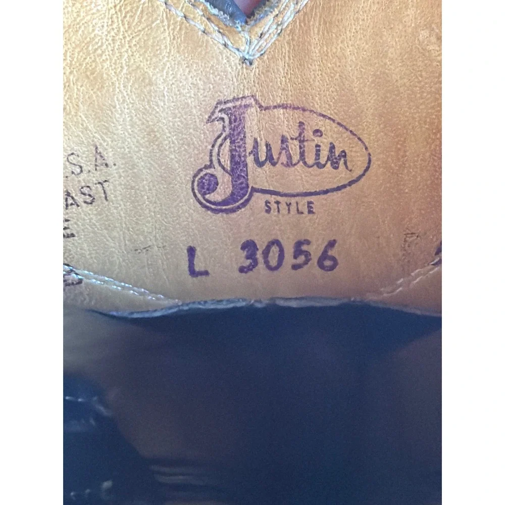 Justin L3056 Womens Gray Leather Roper Cowboy Boots USA Made Size 7.5 B